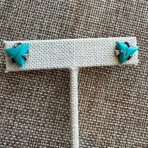 Noonday Trinity Studs Turquoise and Silver Women's Earrings